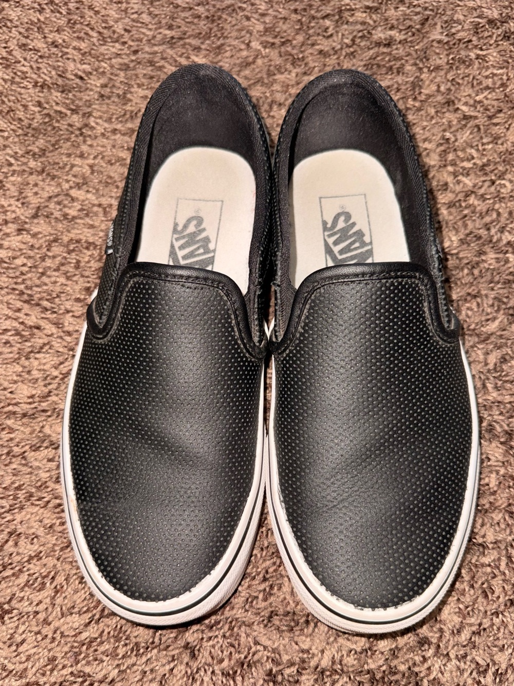 Vans leather slip ons